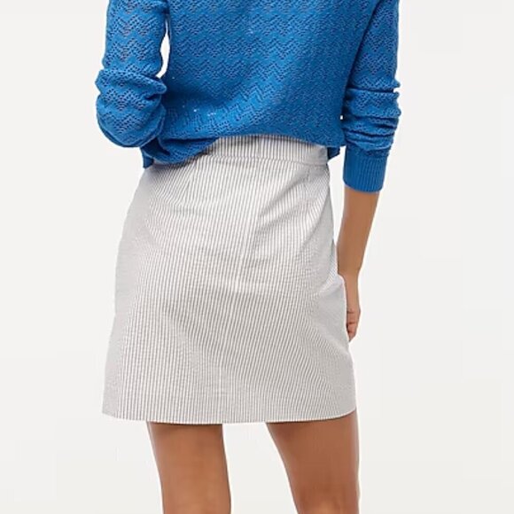 J. Crew Seersucker Cotton A-line Mini Skirt Stripes Size 16/XL NWT - Picture 2 of 6